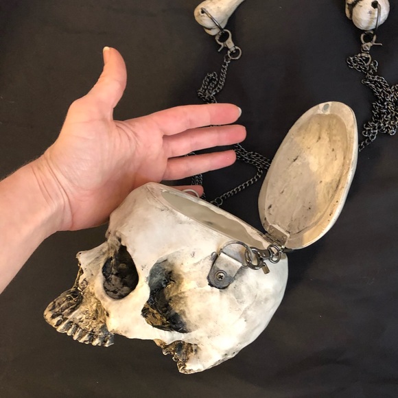 Skull purse skeleton goth occult shoulder bag - Picture 5 of 8
